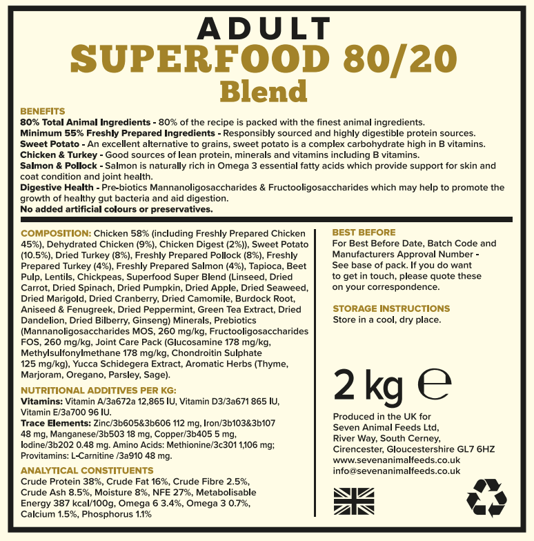 Seven Dog - Adult Superfood Meat Blend 80/20 2kg