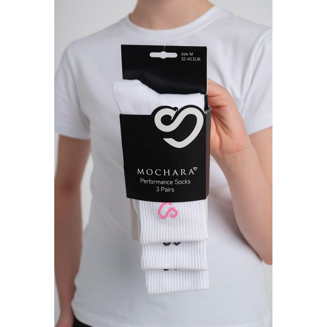 Mochara Performance Ankle Socks 3pk White 32-40