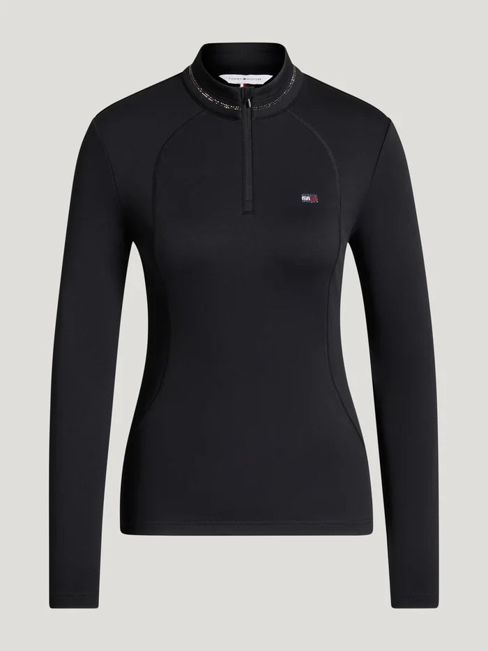 Tommy Hilfiger Equestrian Cady Rhinestone Training Top Black