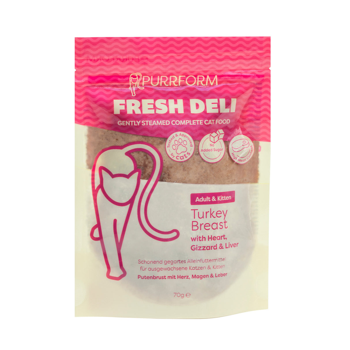 Purrform Fresh Deli Turkey Breast with Heart, Gizzard & Liver 7x70g