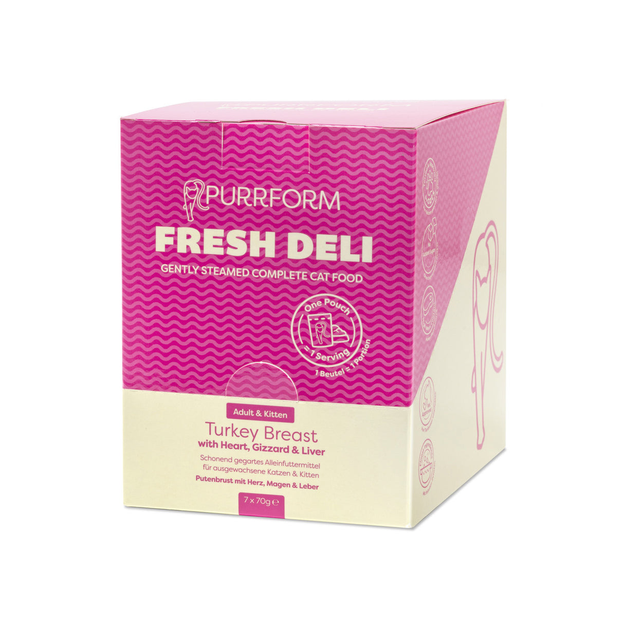 Purrform Fresh Deli Turkey Breast with Heart, Gizzard & Liver 7x70g