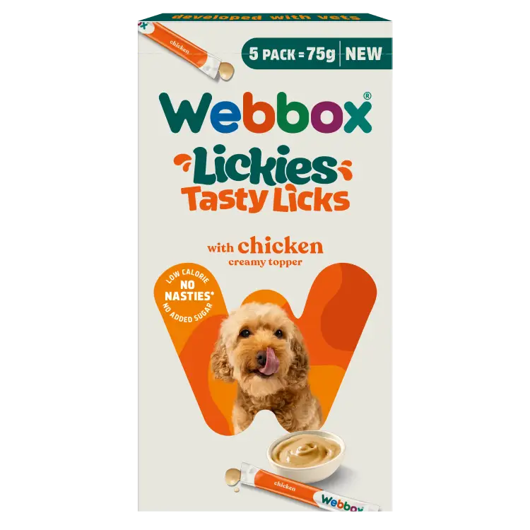 Webbox Lickies Tasty Licks Chicken Creamy Dog Treats 5pk (75g)