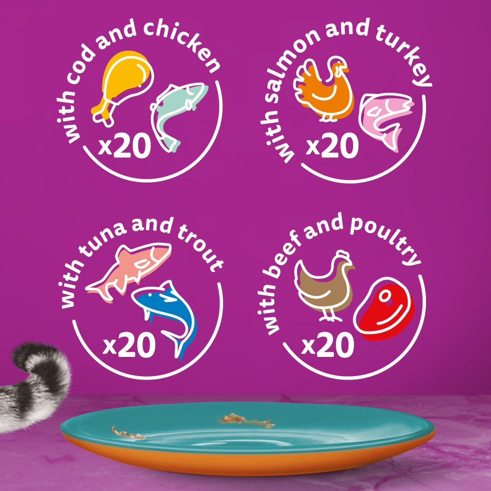 Whiskas 1+ Duo Surf & Turf in Jelly Adult Wet Cat Food Pouches 80x85g