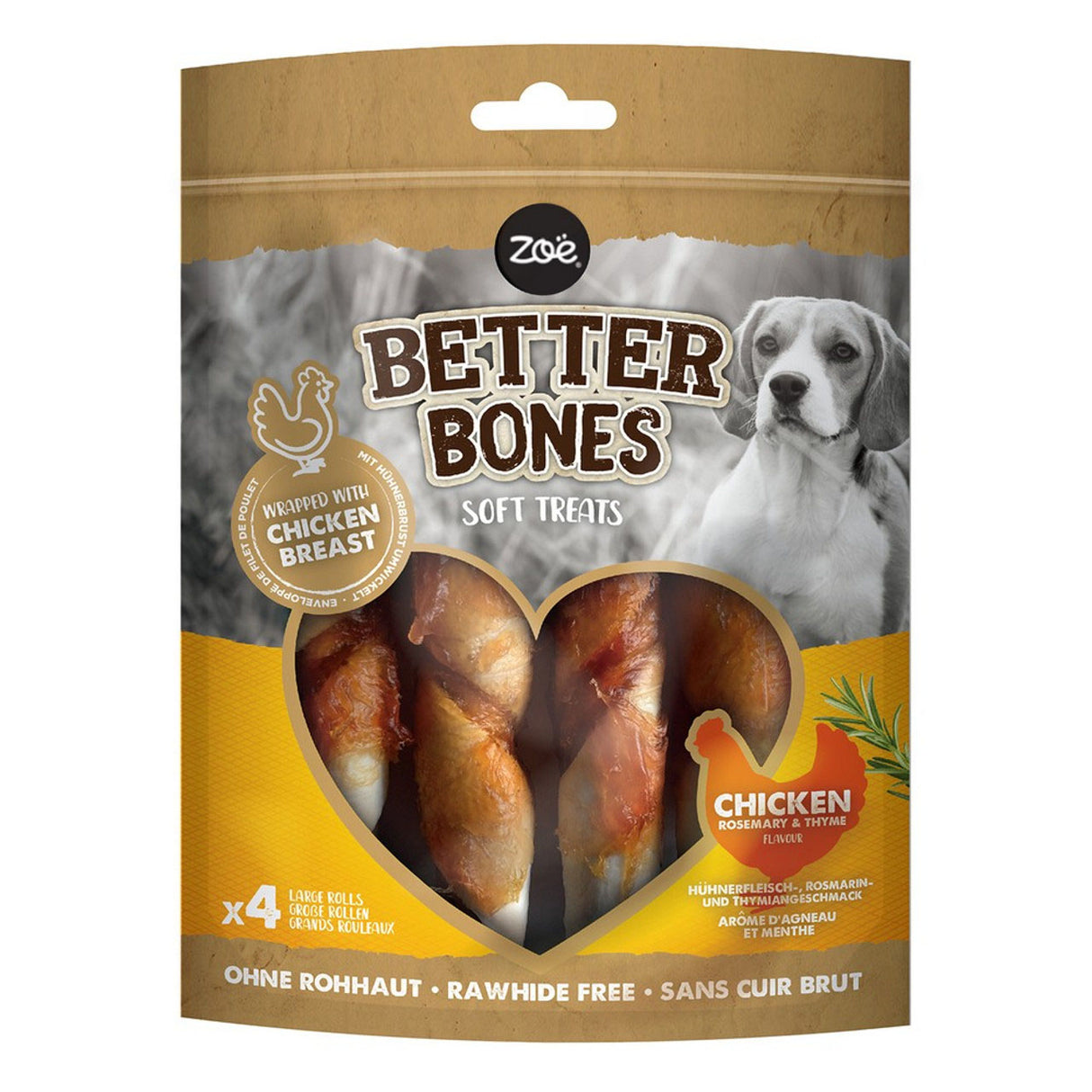Zoe Better Bones Chicken Wrapped Large Rolls 4pk