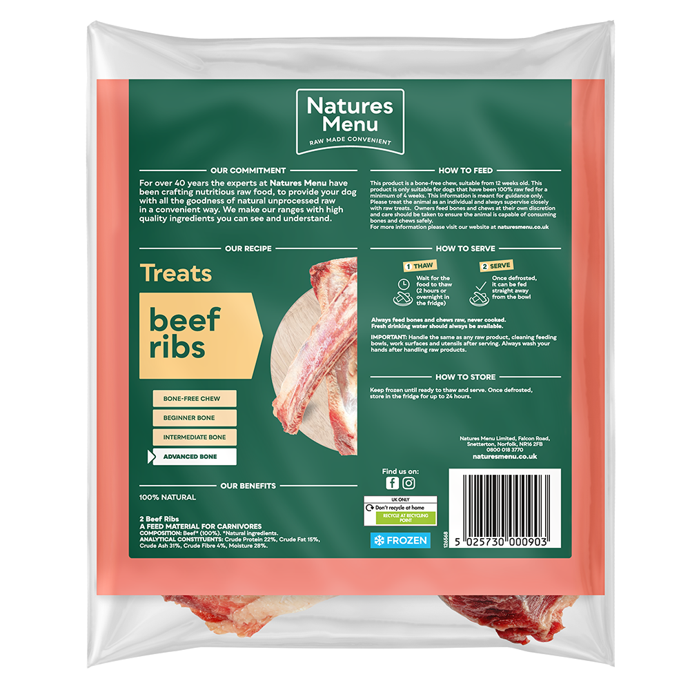 Natures Menu Dog - Natural Raw Treats Beef Ribs 2 pack