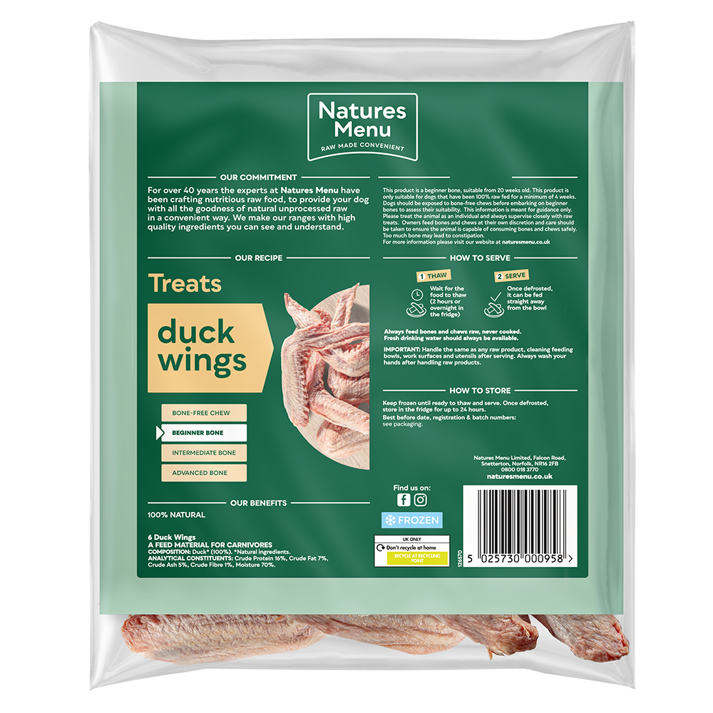 Natures Menu Dog - Natural Raw Treats Duck Wings 6 pack