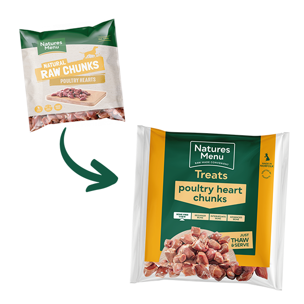 Natures Menu Dog - Natural Raw Treats Poultry Heart Chunks 1kg