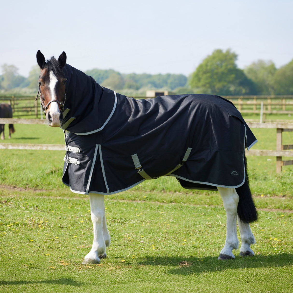 Burwood 50g Detachable Neck Turnout Rug Black/Grey