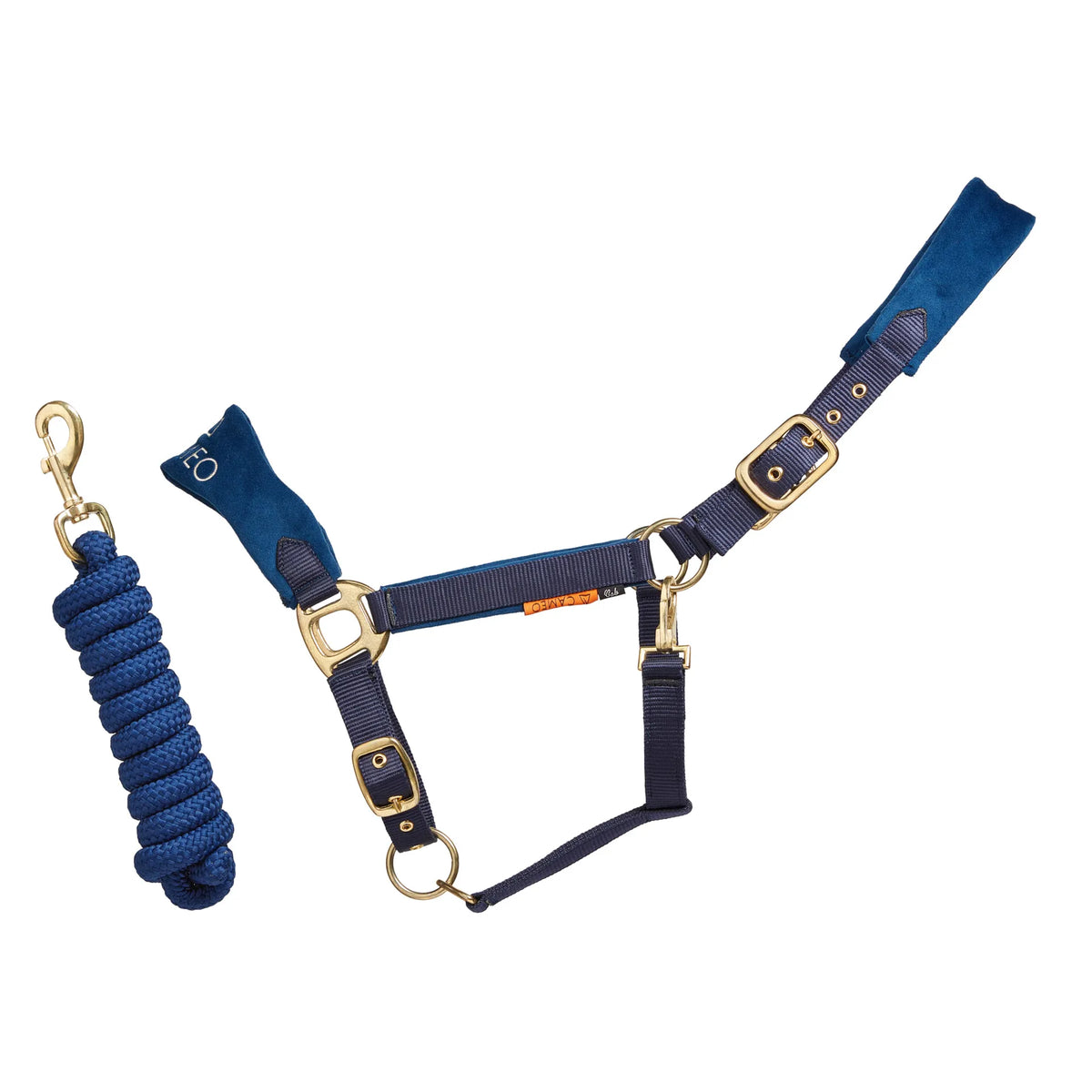 Cameo Equine Suede Elite Headcollar & Leadrope Navy