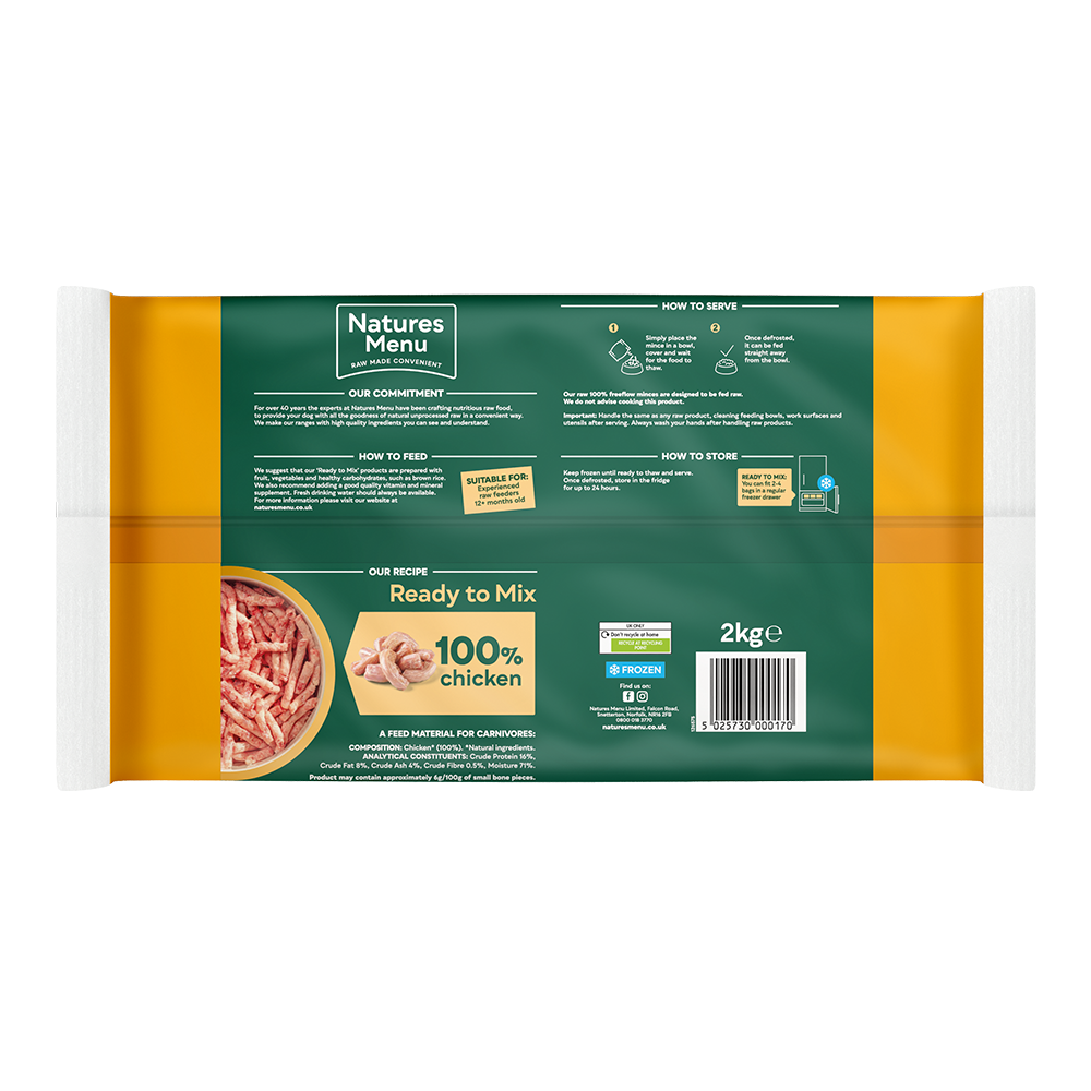 Natures Menu Dog - Frozen Freeflow Mince Chicken 2kg