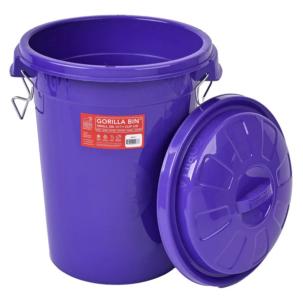 Red Gorilla Bin With Clip Lid 30L