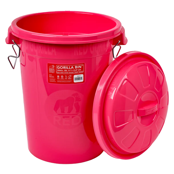 Red Gorilla Bin With Clip Lid 30L