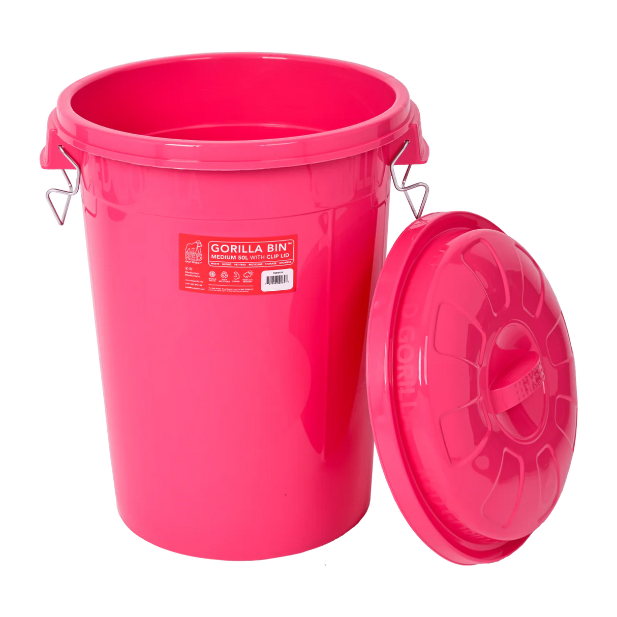 Red Gorilla Bin With Clip Lid 50L