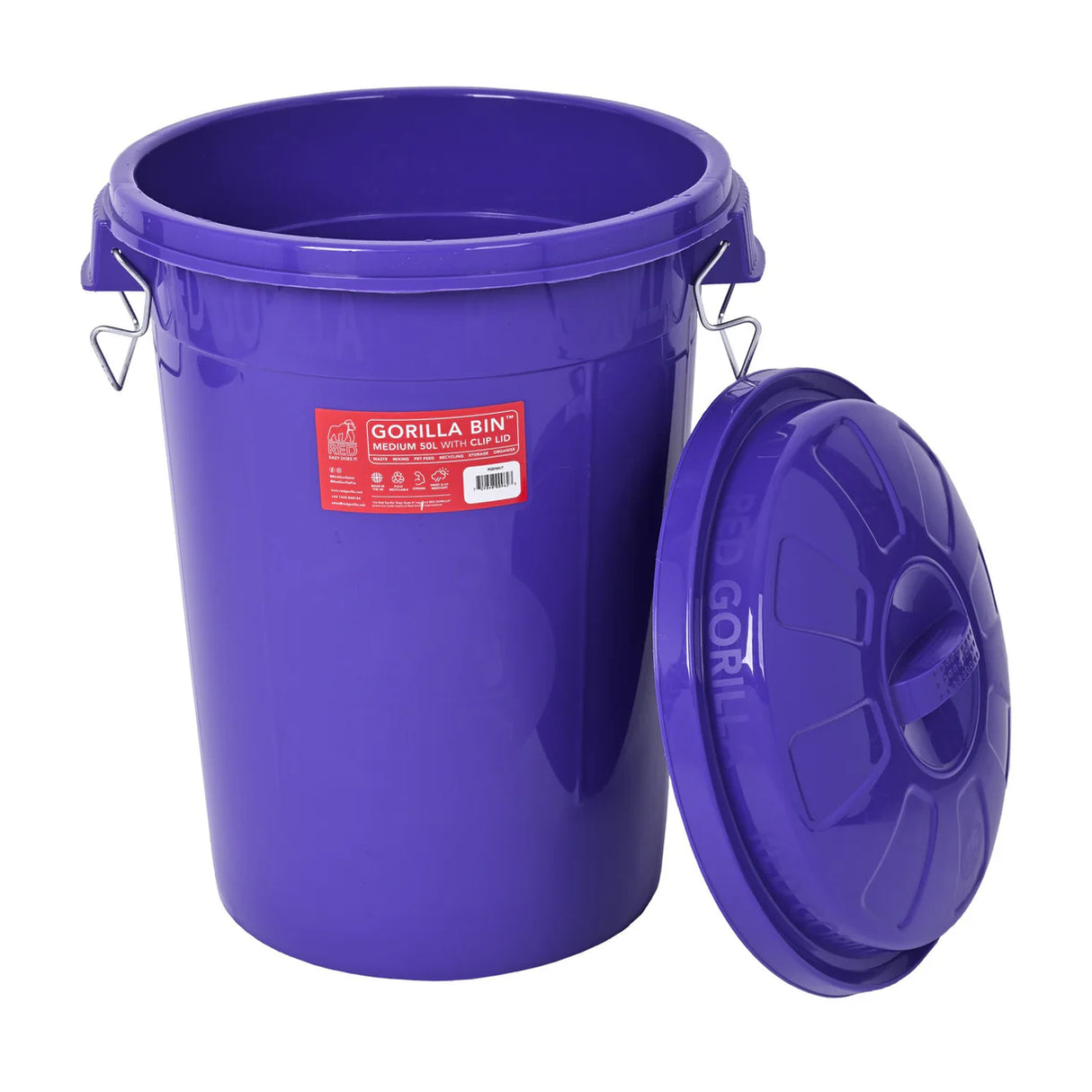 Red Gorilla Bin With Clip Lid 50L