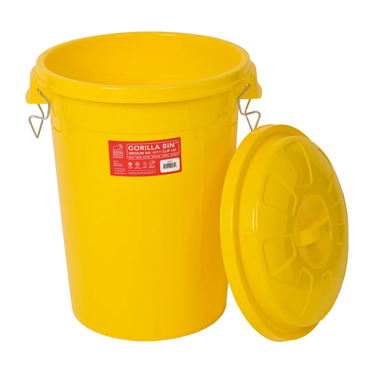 Red Gorilla Bin With Clip Lid 50L