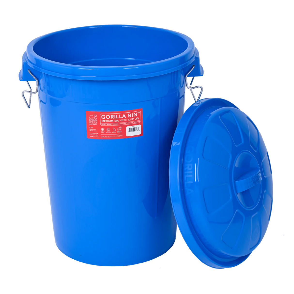 Red Gorilla Bin With Clip Lid 50L