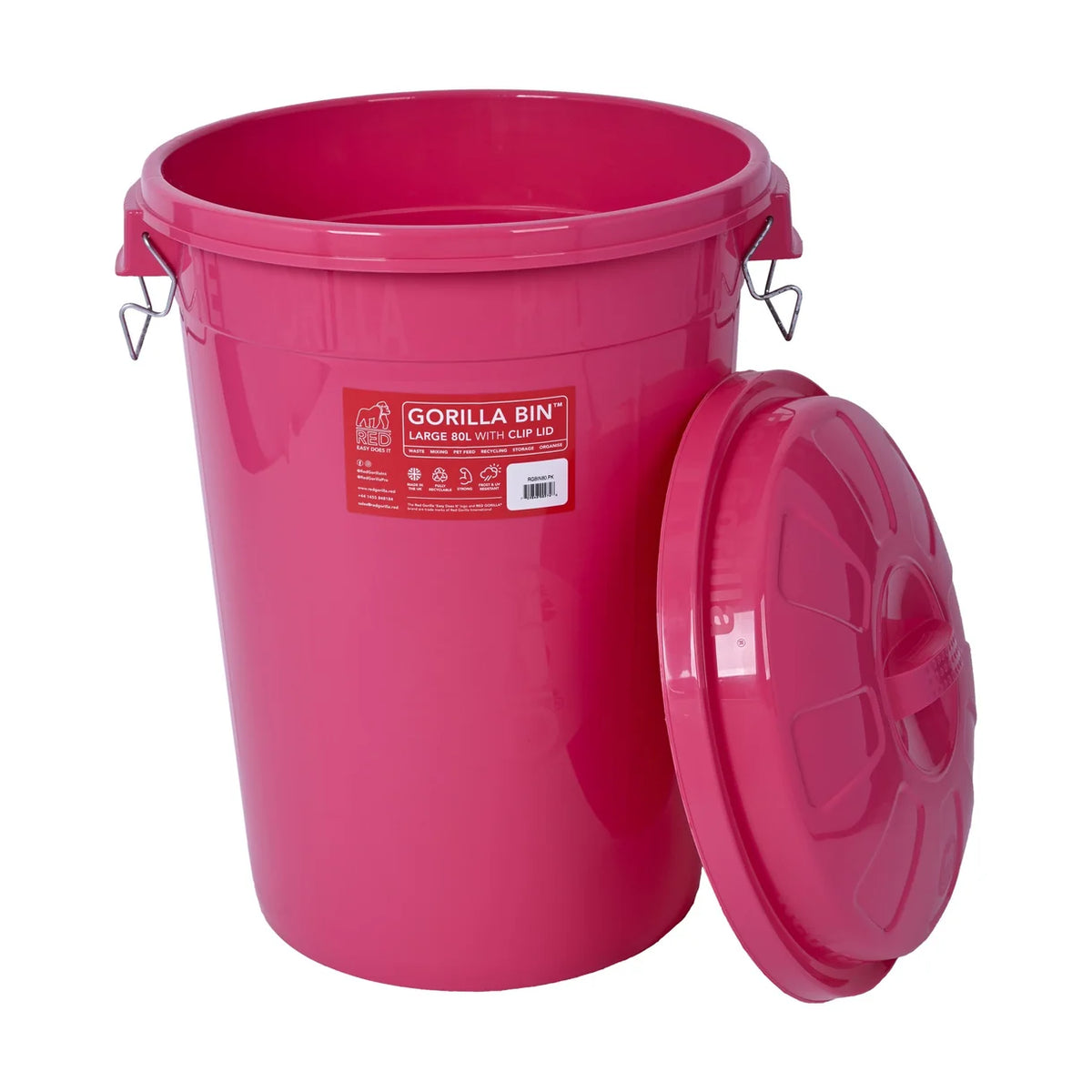 Red Gorilla Bin With Clip Lid 80L