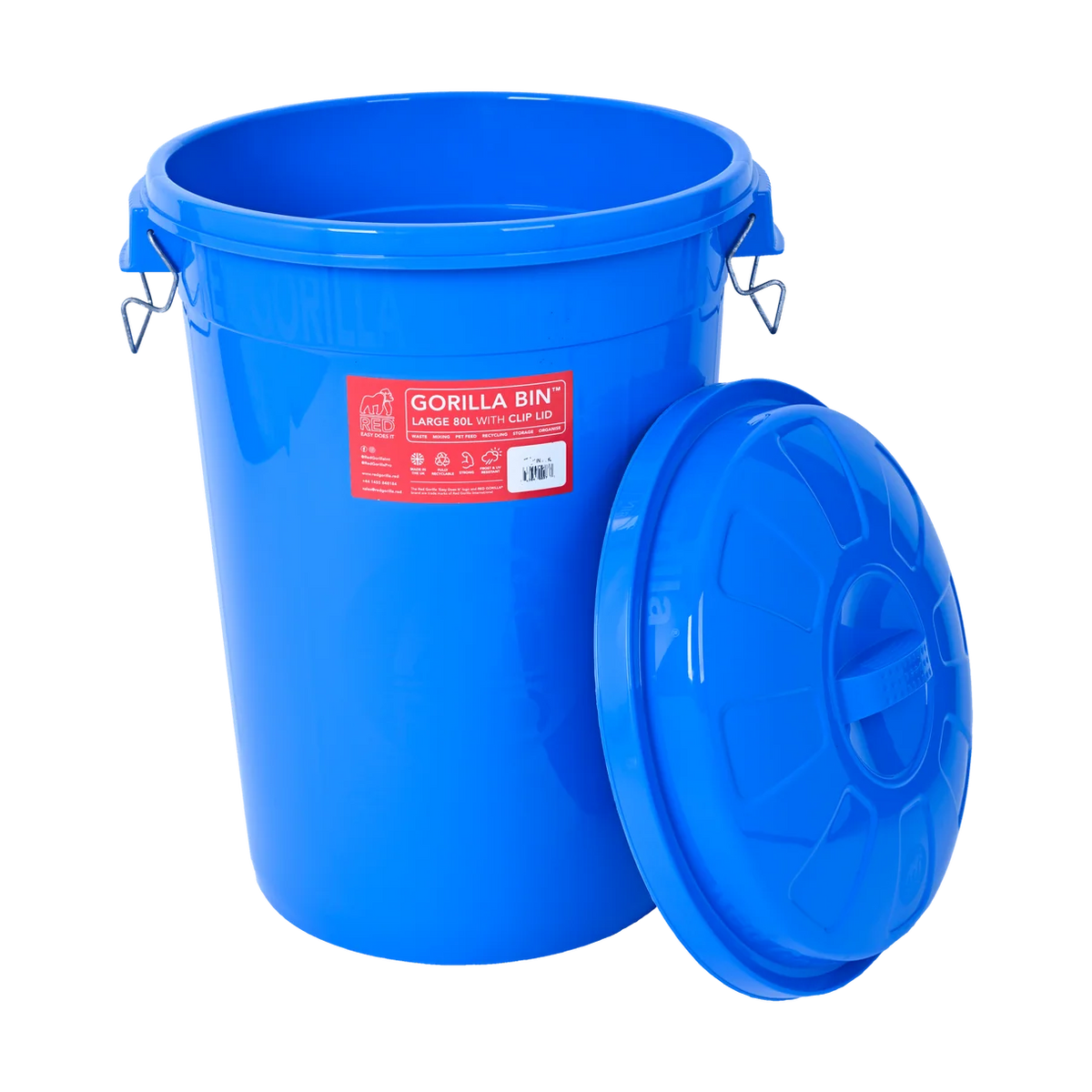 Red Gorilla Bin With Clip Lid 80L