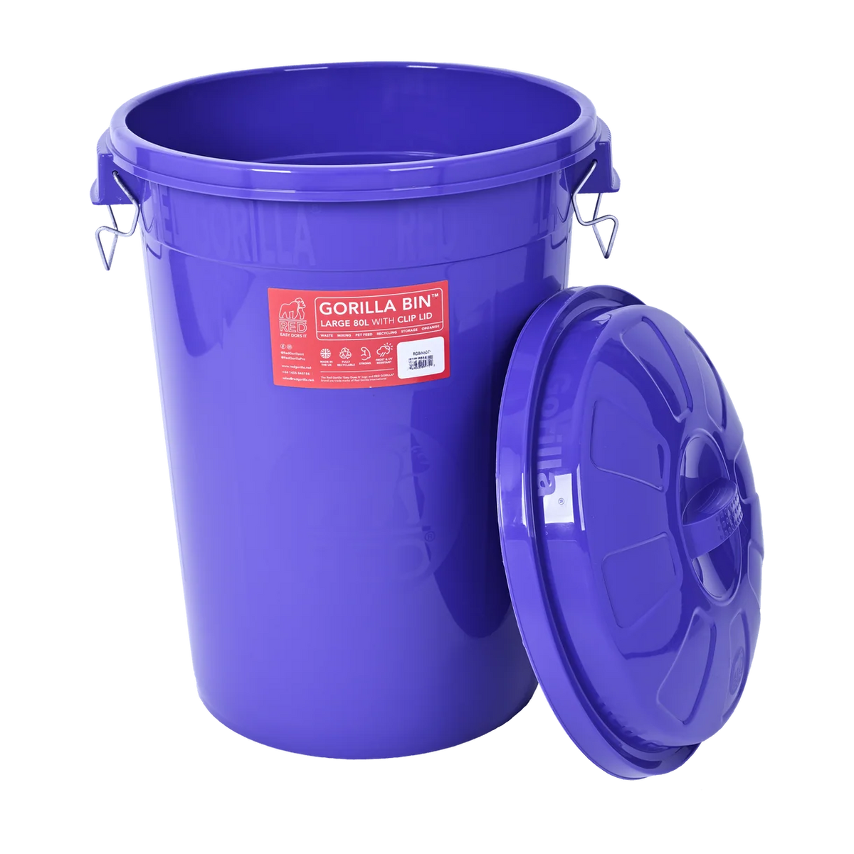 Red Gorilla Bin With Clip Lid 80L