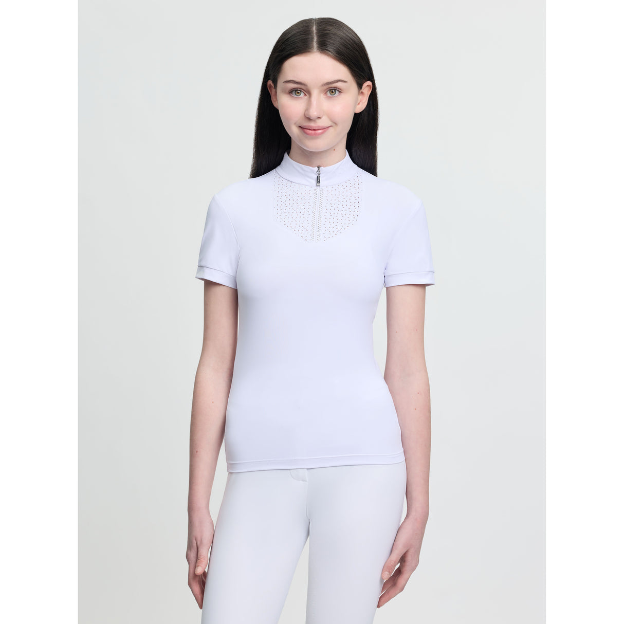 Le Mieux Young Rider Brilliance Livvy Short Sleeve Show Shirt White