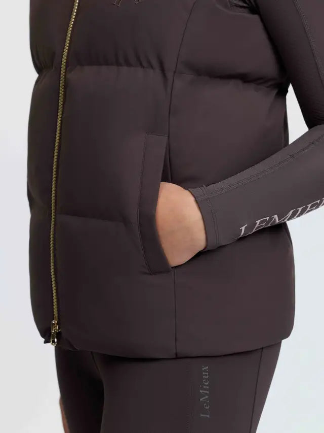 Le Mieux Young Rider Joey Hooded Gilet Cocoa