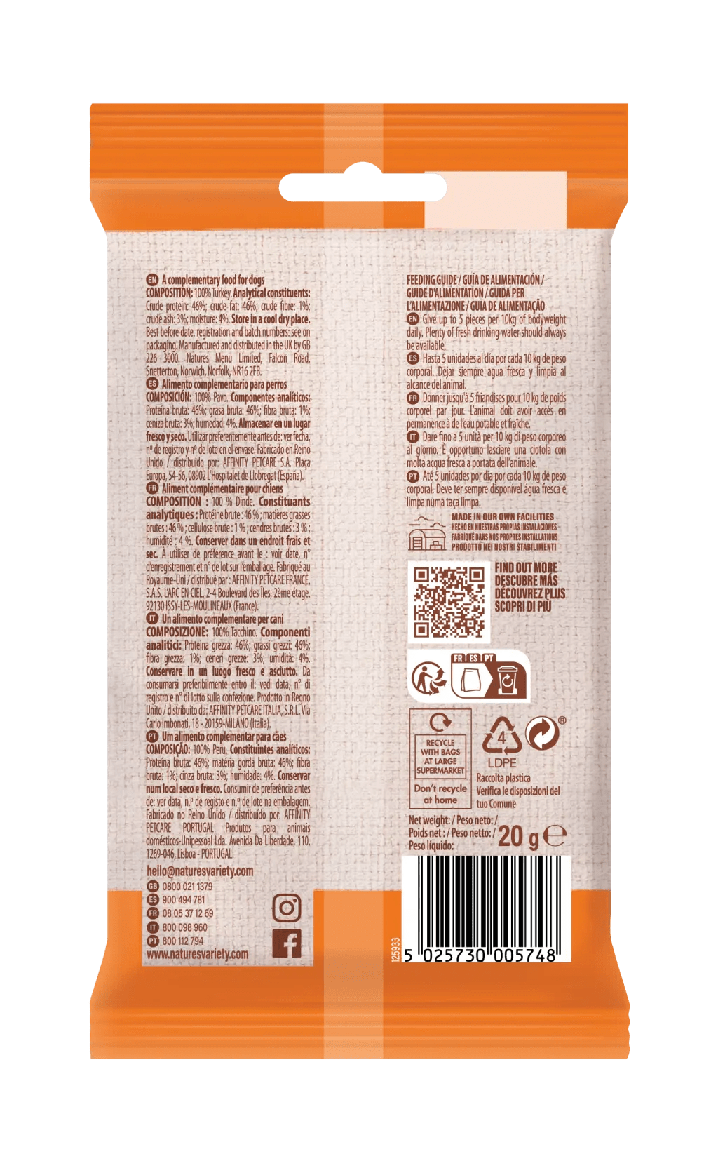 Natures Variety Dog - Freeze Dried Meat Bites Turkey 20g