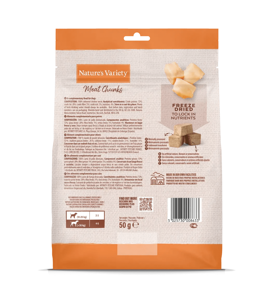 Natures Variety Dog - Freeze Dried Meat Chunks Chicken 50g