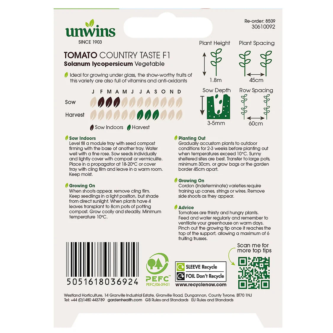 Unwins Tomato (Beefsteak) Country Taste F1 (Organic)