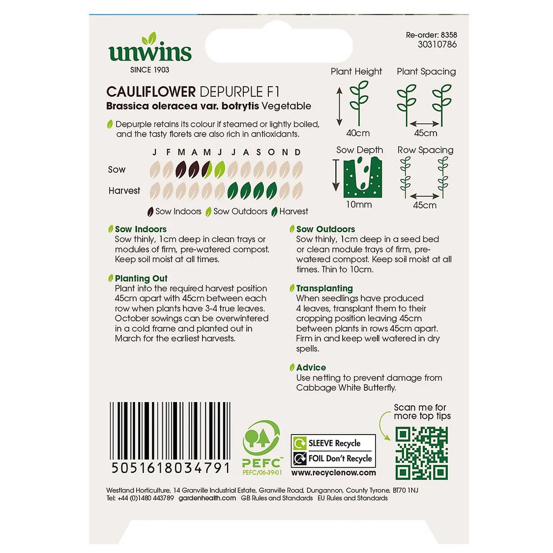 Unwins Cauliflower Depurple F1