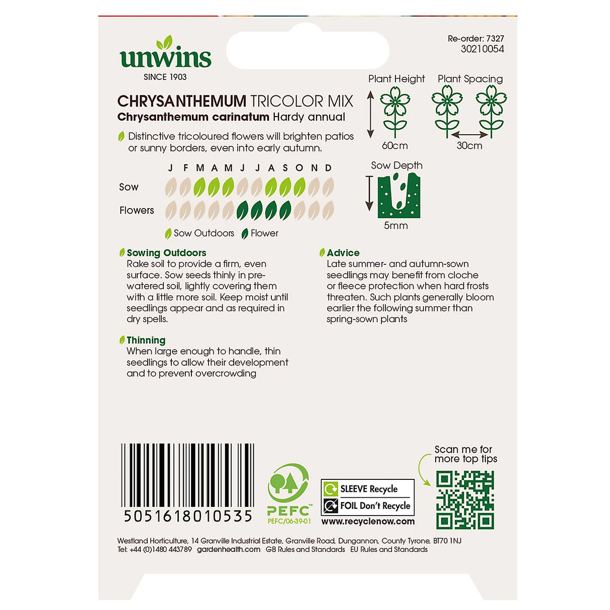 Unwins Chrysanthemum Tricolor Mix
