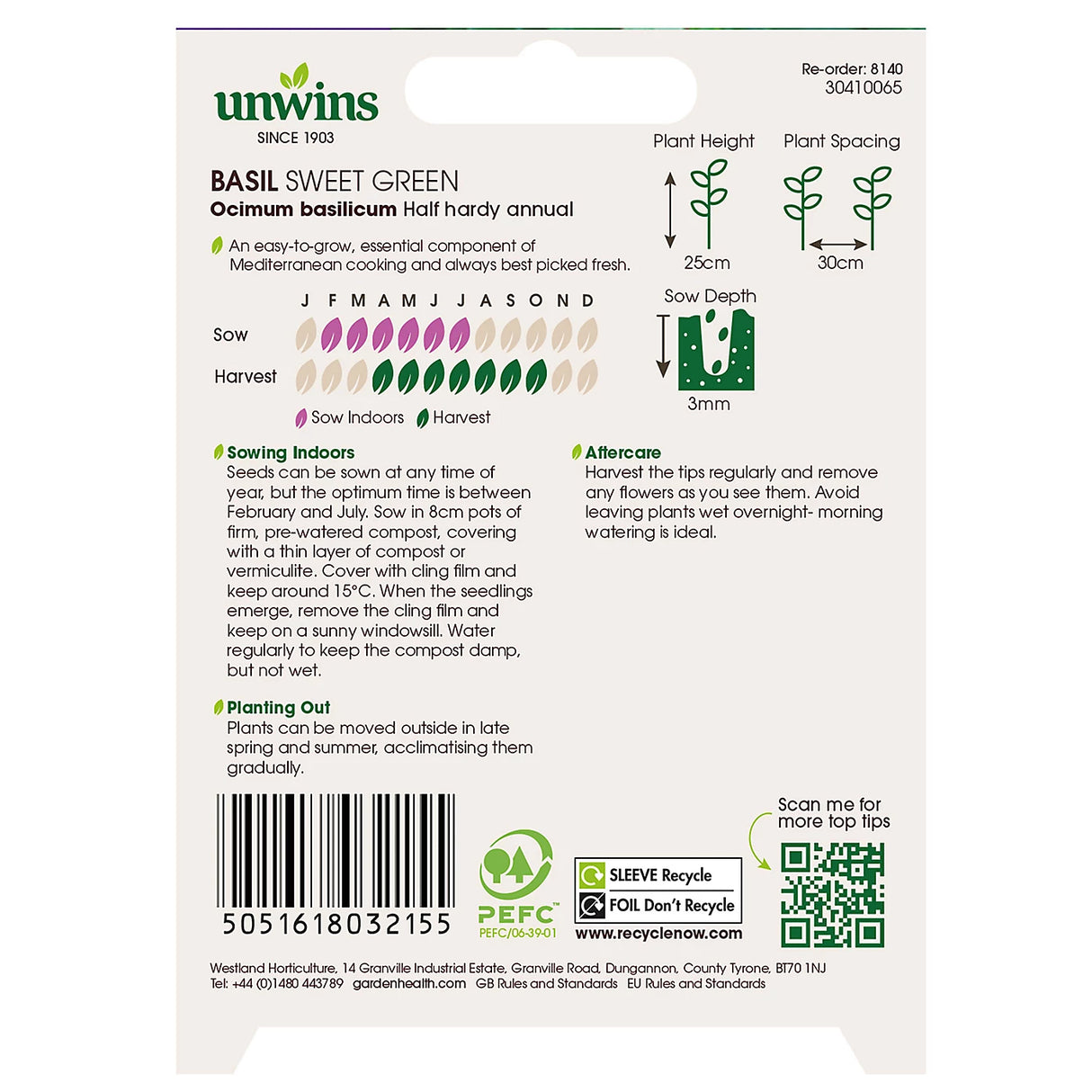 Unwins Basil Sweet Green Herb