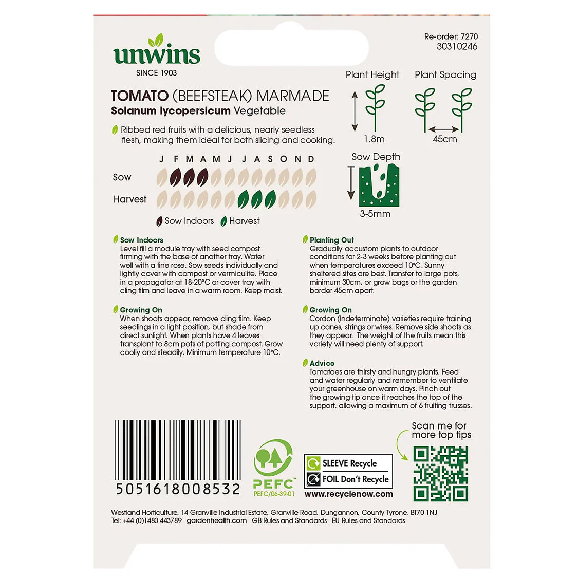 Unwins Tomato (Beefsteak) Marmande