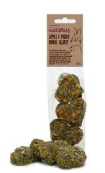 Picture of Rosewood Naturals Apple & Pansy Nibble Hearts 120g