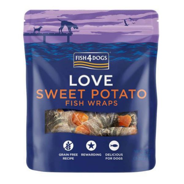 Picture of Fish 4 Dogs Dog - Love Sweet Potato Fish Wraps 100g
