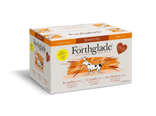 Picture of Forthglade Dog - Adult Complete Brown Rice Chicken, Lamb & Turkey Multi Pack 12x395g pouches