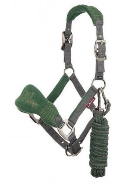 Picture of Le Mieux Vogue Fleece Headcollar & Leadrope Green/Grey