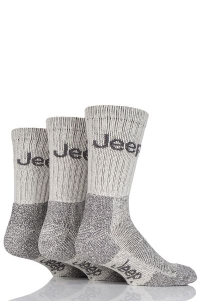 Picture of Jeep Mens Terrain Socks 6-11 Ecru 3 Pack