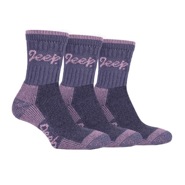 Picture of Jeep Ladies Socks 4-8 Purple/Rose 3 Pack
