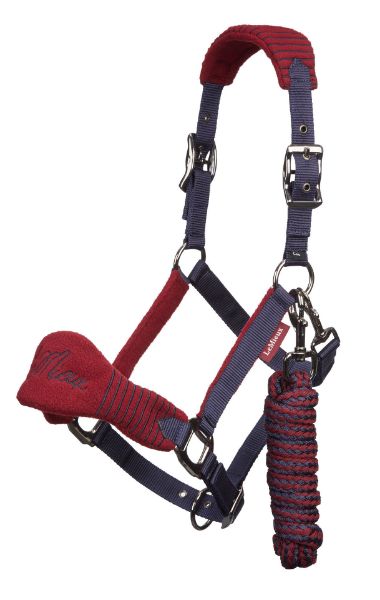 Picture of Le Mieux Vogue Fleece Headcollar & Leadrope Burgundy Navy