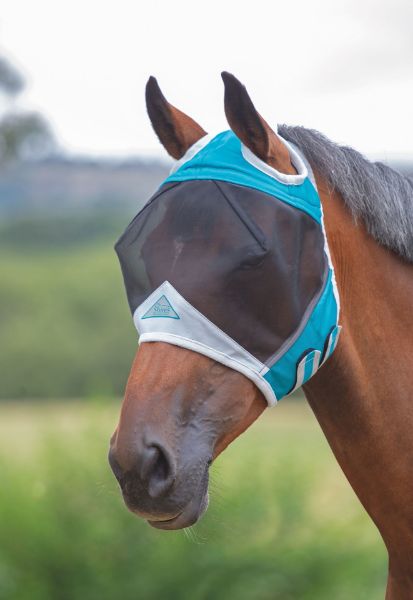 Picture of Shires Fine Mesh Fly Mask With Ear Hole Teal