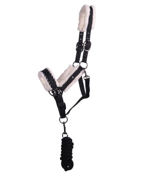 Picture of QHP Halter Diamond With Fake Wool Black
