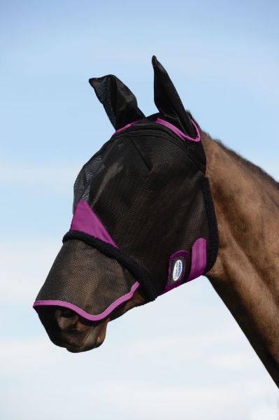 Picture of Weatherbeeta Comfitec Durable Mesh Mask With Ears & Nose Black/Purple