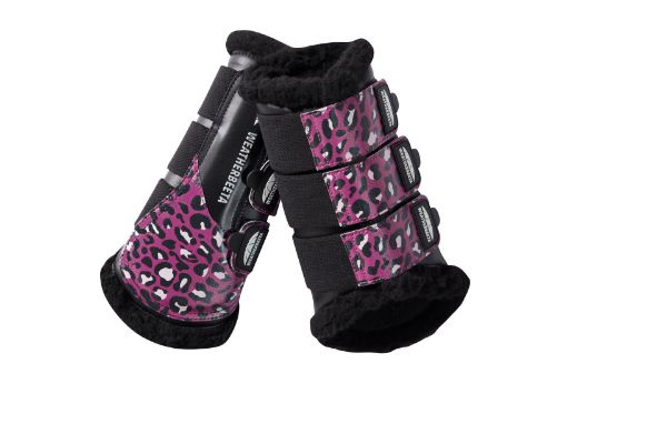 Picture of Weatherbeeta Leopard Brushing Boots Pink Leopard Print