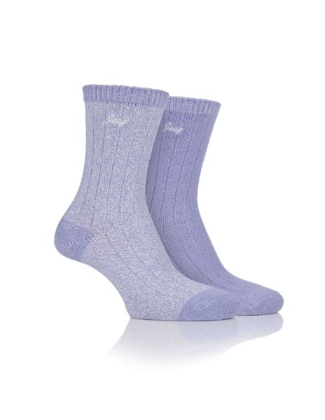Picture of Jeep Ladies Supersoft Rib Socks 2Pack 4-8 Lilac/Cream