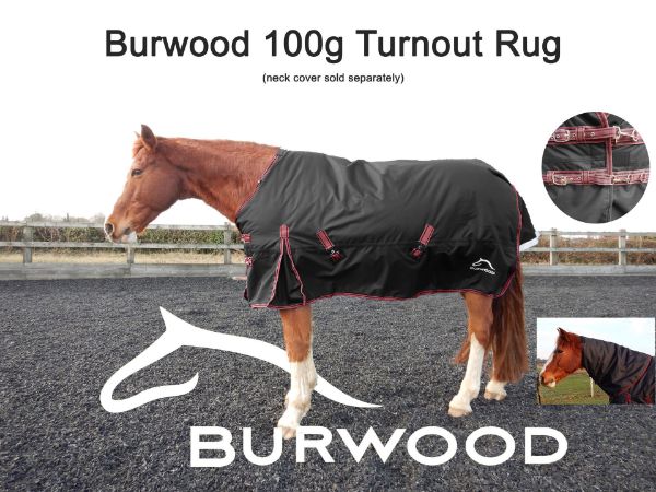 Picture of Burwood 100g Turnout Rug Black/Burgundy