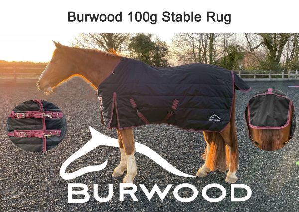 Picture of Burwood 100g Quilt Stable Rug Black/Burgundy