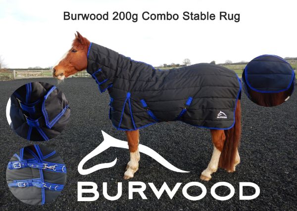 Picture of Burwood 200g Combo Quilt Stable Rug Black/Royal Blue