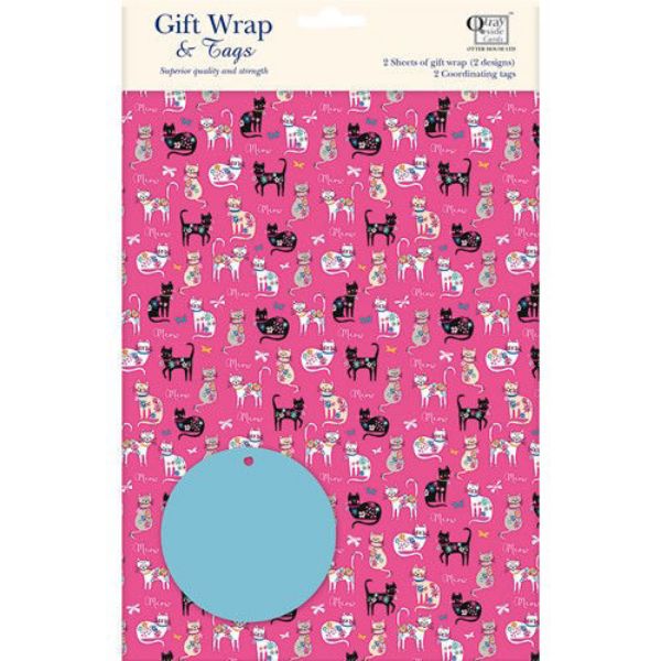 Picture of Otter House Gift Wrap & Tag Cats Meow