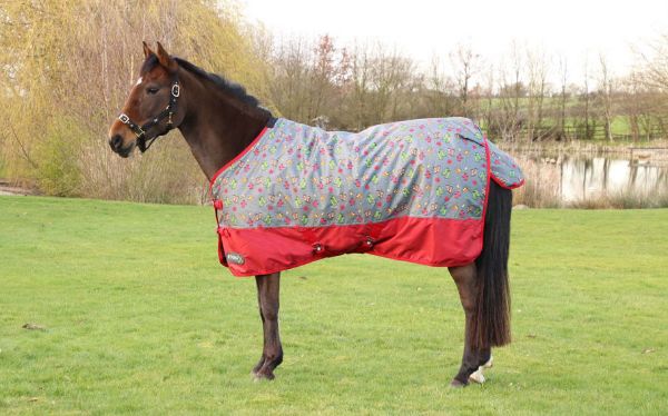 Picture of StormX Original Country Walks 100g Turnout Rug - Burgundy/Grey