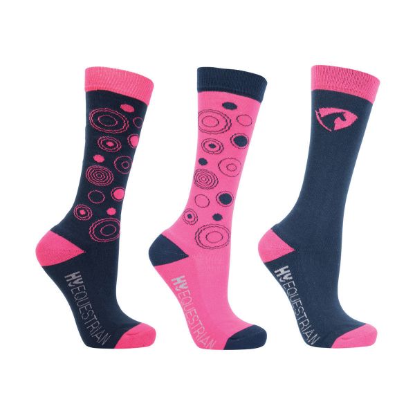 Picture of Hy Equestrian Dynamizs Ecliptic Socks Navy/Magenta 3Pack 12-4